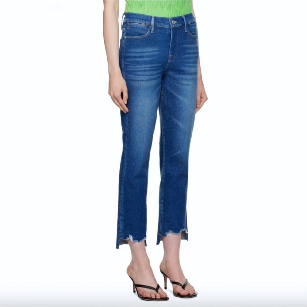 Frame Le High Straight Denim Jeans Raw Hem Size 30